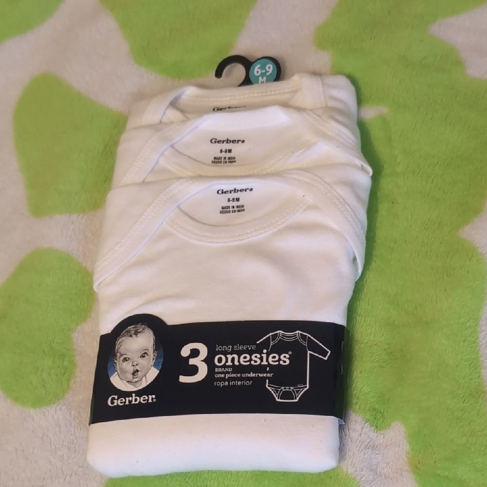 Gerber White Long Sleeve Onesies